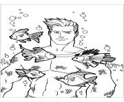 Printable Aquaman with fishes coloring pages
