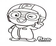 Printable pororo the little penguin say hi coloring pages