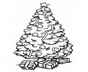 Printable beautiful christmas tree with gifts coloring pages