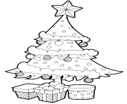 Printable outlined christmas tree with gift box  coloring pages