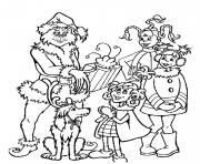 Printable Grinch with Kids Gifts coloring pages