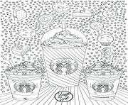 Printable starbucks frappuccino cakes donuts adults coloring pages