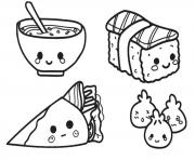 Printable kawaii chinese food coloring pages