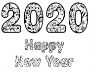 Printable 2020 Happy New Year Page coloring pages