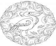 Printable pelican mandala animal coloring pages