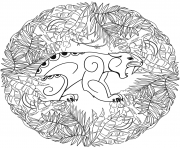 Printable jaguar mandala animal coloring pages
