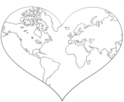 Printable heart shaped earth coloring pages