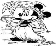Printable disney hawaiian flowers minimouse coloring pages