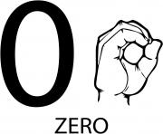 Printable asl number zero coloring pages