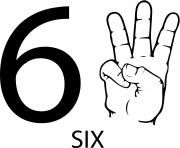 Printable asl number six coloring pages