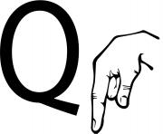 Printable asl sign language letter q coloring pages
