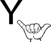 Printable asl sign language letter y coloring pages