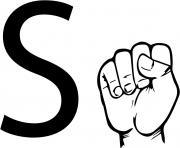 Printable asl sign language letter s coloring pages