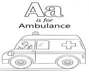 Printable letter a is for ambulance coloring pages