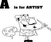Printable letter a is for artist coloring pages