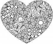 Printable heart with floral pattern valentines day adult coloring pages