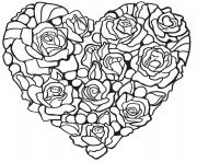 Printable Rosa Hear by flowers and roses coloring pages