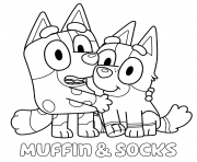 Printable Muffin and Sockss coloring pages