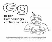 Printable G is for Gatherings of0 or Less coloring pages