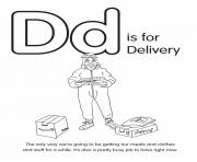 Printable D is for Delivery coloring pages