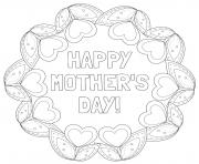 Printable mothers day heart tulip wreath coloring pages