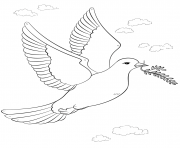 Printable peace dove with olive branch coloring pages