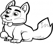 Printable cute baby husky with a bowtie coloring pages