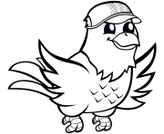 Printable funny eagle with baseball cap coloring pages
