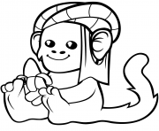 Printable cute monkey in a turban with banana coloring pages