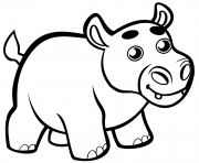 Printable cute baby hippo coloring pages