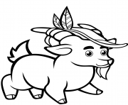 Printable funny goat with alpine hat coloring pages