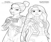 Printable black panther tiana and spider man rapunzel disney avengers coloring pages
