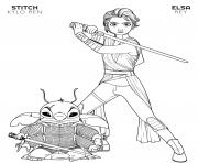 Printable rey elsa and kylo ren stitch disney star wars coloring pages