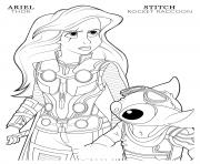 Printable thor ariel and rocket raccoon stitch disney avengers coloring pages