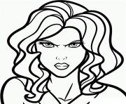 Printable black widow face angry girl coloring pages