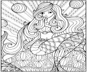 Printable Enchanting mermaid with lots of patterns coloring pages