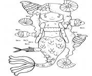 Printable Quiet mermaid relaxing after yoga time coloring pages