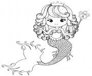 Printable Mermaid princess with a wand and crown coloring pages