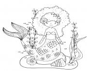 Printable mermaid with lots of beautiful hair coloring pages