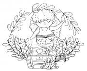 Printable Little mermaid girl with a treasure chest coloring pages