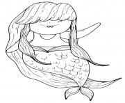 Printable Mermaid with long hair coloring pages