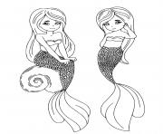 Printable Two sweet sister mermaids coloring pages