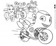 Printable Ricky Zoom a red motorcycle equipped with gadgets coloring pages