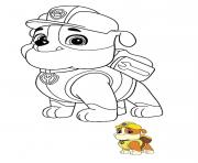 Printable Rubble the youngest member of the Paw Patrol coloring pages