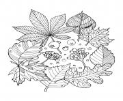 Printable fall autumn leaf arrangement coloring pages