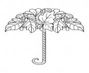 Printable fall autumn leaf umbrella for adults coloring pages