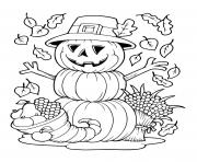 Printable thanksgiving scarecrow pumpkin cornucopia harvest coloring pages