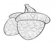 Printable fall patterned acorn for adults coloring pages