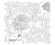 Printable fall maze activity sheet rake leaves coloring pages