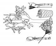 Printable fall sweeping up fallen leaves into basket coloring pages